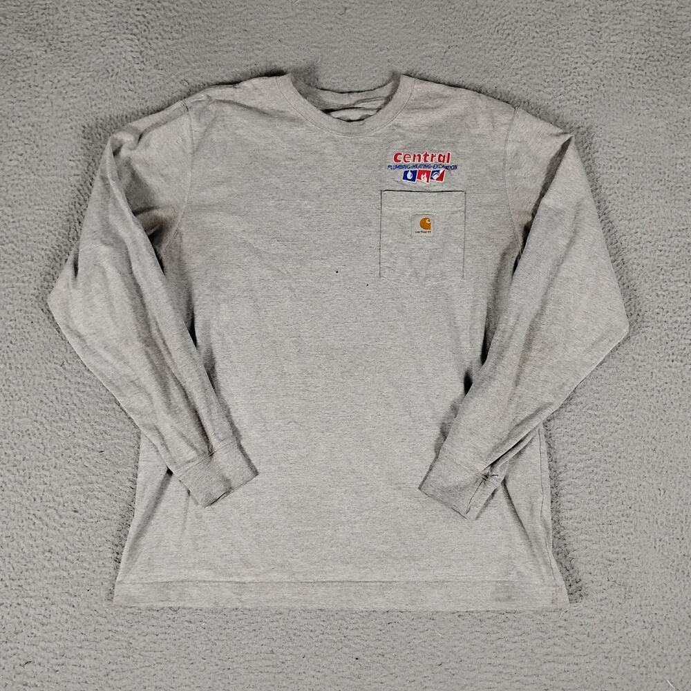 Carhartt Central Plumbing Heating Excavation Shirt Mens XL Heather Gray Workwear